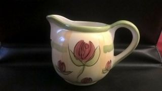 Royal Norfolk Creamer With Handle Green Red Flowers