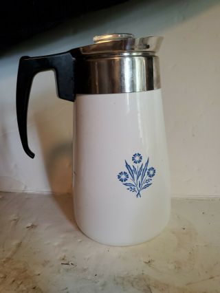 Vintage Corningware Blue Cornflower 9 Cup Coffee Stovetop Percolator