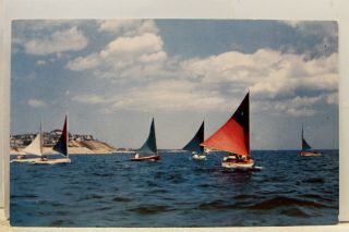 Massachusetts Ma Cape Cod Falmouth Heights Sailing Postcard Old Vintage Card Pc