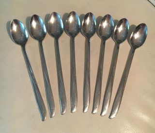 Oneida Community Stainless Flatware - 8 Ice Tea Spoons - Twin Star Pattern - Atomic