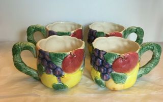 Lovely Set Of 4 Mugs Fitz And Floyd 1989 Calypso Fruit Mug/cup Conditi