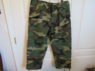Vintage Us Military Woodland Camo Goretex Pants Medium Short