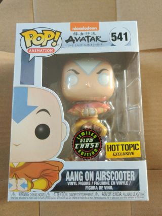 Funko Pop Avatar Aang On Airscooter Hot Topic Excl Glow Chase In Hand