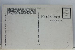 Michigan MI Detroit Federal Building Postcard Old Vintage Card View Standard PC 2