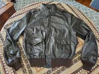 Usaf Flyers Black Leather Bomber Type A - 2 Us Army Air Force Jacket Wearguard 44