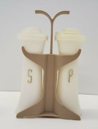 Vintage Tupperware Salt & Pepper Shakers With Caddy