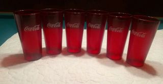 (6) Coca Cola Coke Restaurant Red Plastic Tumblers Cups