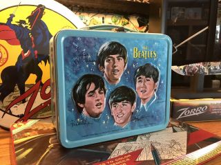 Vintage Blue 1965 Beatles Lunch Box Lunchbox - - Very Aladdin Look
