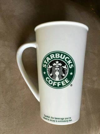 Starbucks 2007 Tall White Ceramic 20oz Coffee Mug Green/black Siren Mermaid Logo