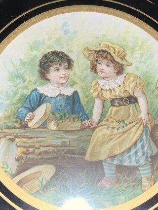 Antique Flue Cover Sweet Little Girl And Boy 5 1/4” Across 2