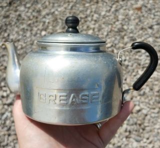Vintage Small Aluminum Tea Kettle Grease Pot Container Saver Kitcshy Mid Century