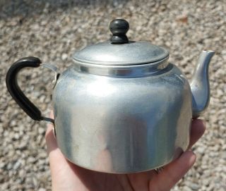 Vintage Small Aluminum Tea Kettle Grease Pot Container Saver Kitcshy Mid Century 3