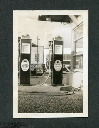Vintage Photo Gilmore Red Lion Gas Pumps Kendall Sterling Motor Oil Signs 432122