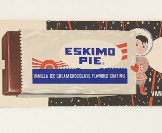 Vintage Eskimo Pie Ice Cream Ad Litho Paper Sign Advertising 4 X 18