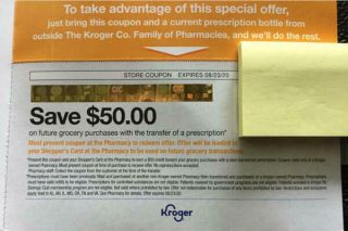 $50 Kroger Coupon On A Grocery Trip With Transfer Of A Prescription Exp 8/23/20