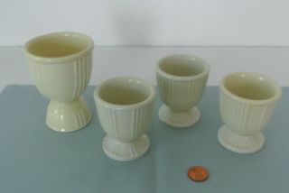 Vintage Hankscraft Ceramic Egg Cups - 1 Large/3 Small - Cream Colored