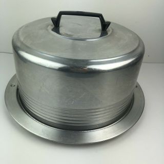 Vintage Regal Ware Aluminum Locking Cake Plate Pan Cover Silver Metal Handle Usa