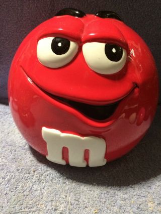 M&m’s Lidded Ceramic Cookie/candy Jar/canister Red Guy