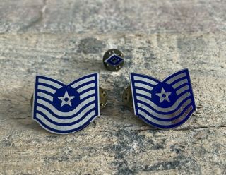Usaf Us Air Force Technical Sergeant Tsgt Rank Insignia Stripes Metal Pin Pair