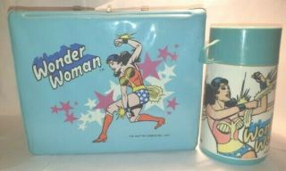 Vintage Aladdin Vinyl Wonder Woman Lunchbox And Thermos 1977