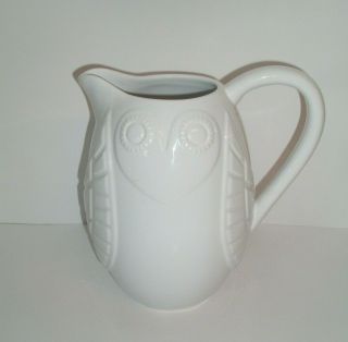 White Owl Pitcher By Jonathan Adler " Happy Chic " Ceramic