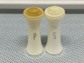 Vintage Tupperware White Hourglass Salt And Pepper Shakers 6 Inch Tall 718