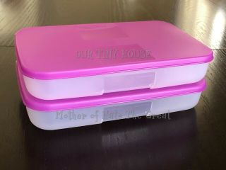 Tupperware Freezer Mates Set 2 Containers Rectangles 2.  25 Cups Purple 4165,  2092