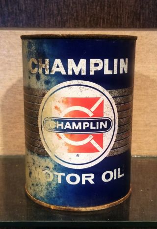 1959 Champlin One Quart Motor Oil Tin Can Enid Oklahoma