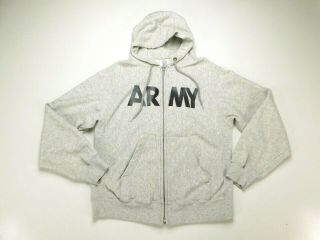 Us Army Zip Up Hoodie Grey Pfu Sweatshirt Long Sleeve Hooded Pt Uniform M Medium