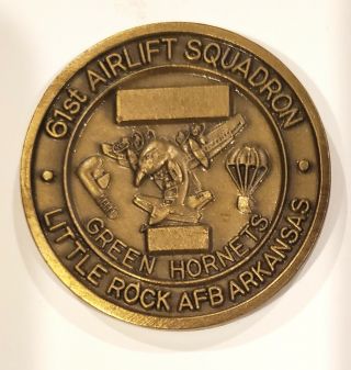 Vintage Usaf Challenge Coin: 61st Airlift Squadron,  C - 130,  Little Rock Afb,  Ar