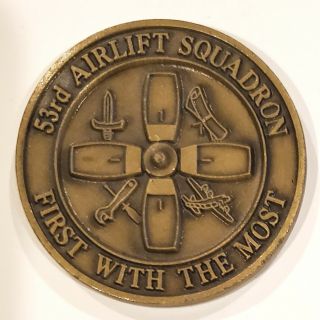Vintage Usaf Challenge Coin: 53rd Airlift Squadron,  C - 130,  Little Rock Afb,  Ar