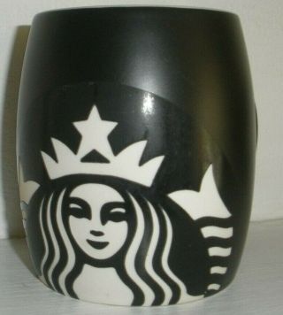 Starbucks 2011 Mermaid Siren Logo Barrel Shape Black Coffee Mug No Chips
