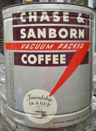 Chase And Sanborn 15 Lb Vacuum Packed Coffee Tin San Francisco California