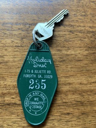 Vintage Holiday Inn Hotel Motel Room Key Fob With Key From Forsyth,  Ga