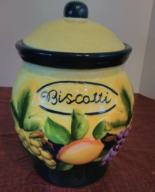 Biscotti Cookie Jar Hand Painted For Nonni 
