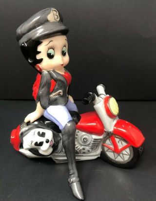 Vintage Betty Boop Motorcycle Chick Salt And Pepper Shaker 1999 And Pudgy Dog