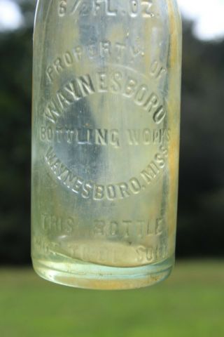 Waynesboro Mississippi Circle Slug Embossed Bottle Bottling Miss Ms Rare