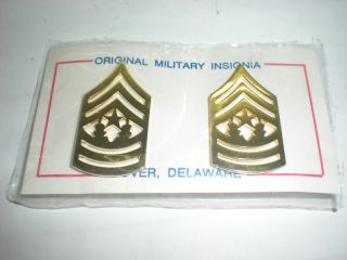 Us Army Cmd Sergeant Major Metal Collar Rank - 1 Pair