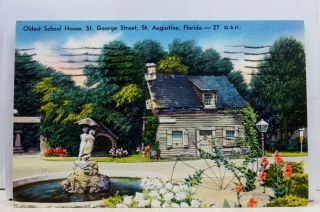 Florida Fl St Augustine Saint George Street Oldest School House Postcard Old Pc
