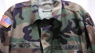 US ARMY CAMO BDU SHIRT WOODLAND 36th INFANTRY DIVISION PATCH MEDIUM SHORT 2