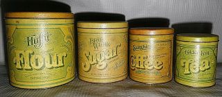 Set Of 4 Vintage Ballonoff Canister Tins From 1977 In