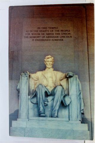 Washington Dc Abraham Lincoln Memorial Statue Postcard Old Vintage Card View Pc