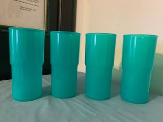 Tupperware Set Of (4) Sheer Green 18 Oz.  J Cups Stacking Tumblers (2413b) Expo