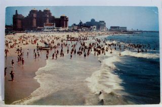 Jersey Nj Atlantic City Beach Surf Bathing Ocean Front Postcard Old Vintage
