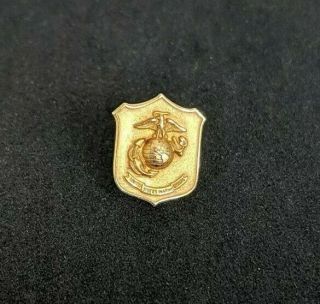 Vintage Solid Yellow 10k Gold Usmc United States Marine Corps Lapel / Collar Pin
