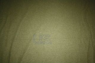 Vintage Us Army Wool Blanket Olive Green 84 X 69 W Logo Field Bed Military Usgi