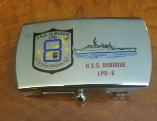 Uss Dubuque Lpd - 8 Belt Buckle United States Navy Usn Zippo