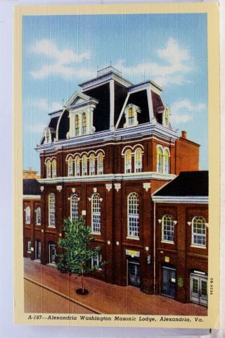 Virginia Va Alexandria Washington Masonic Lodge Postcard Old Vintage Card View