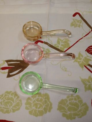 Vtg Pink/green/marigold Depression Glass Ladle Sauce/condiment/mayonnaise Spoon