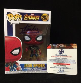 Stan Lee Autographed/signed Avengers Infinity War Iron Spider Funko Pop With